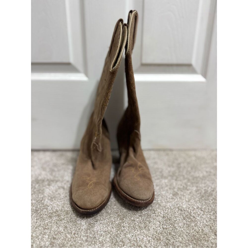 Vintage Dingo Acme Leather Cowboy Boots Women’s Sz US 7 Made In USA Western Tan - Picture 5 of 13